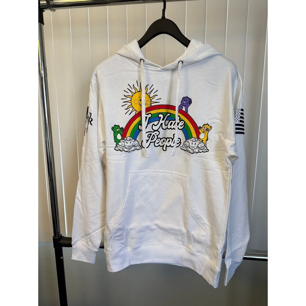 NWOT Adult Warrior 12 “I Hate People” Bears White Hoodie Size Small